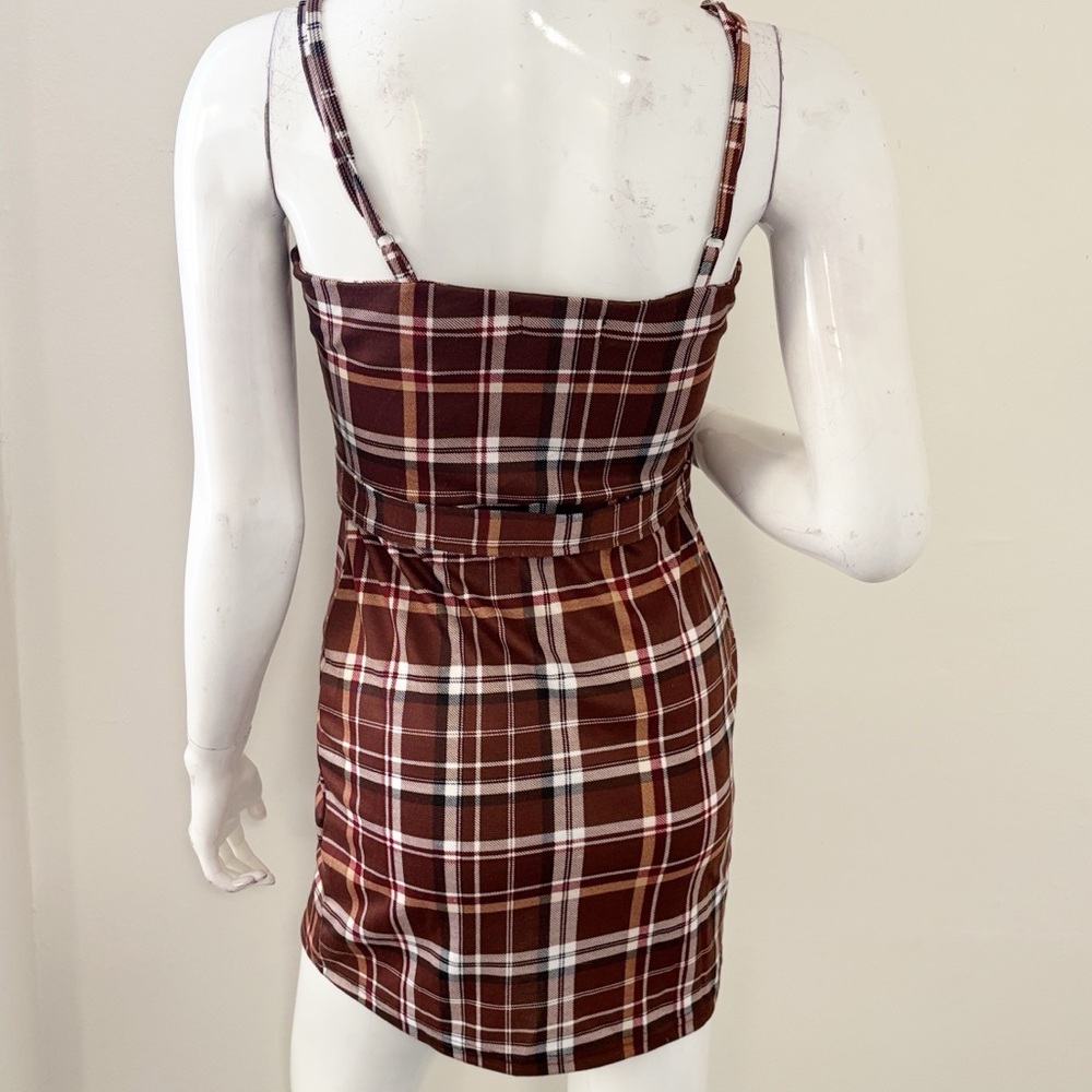 Jolie & Joy by FCT with Love Plaid Sleeveless Belted Mini Tank Dress - Picture 3 of 6